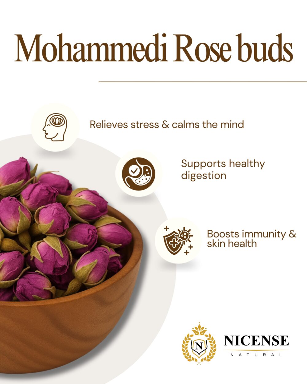 NICENSE Mohammedi Rose Buds, Natural Dried Tea, Caffeine Free, - Image 3